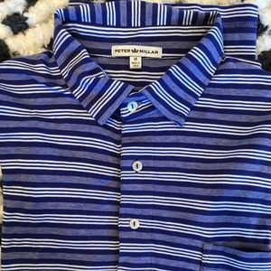 Peter Millar Golf Shirt Purple Stripe Sz M